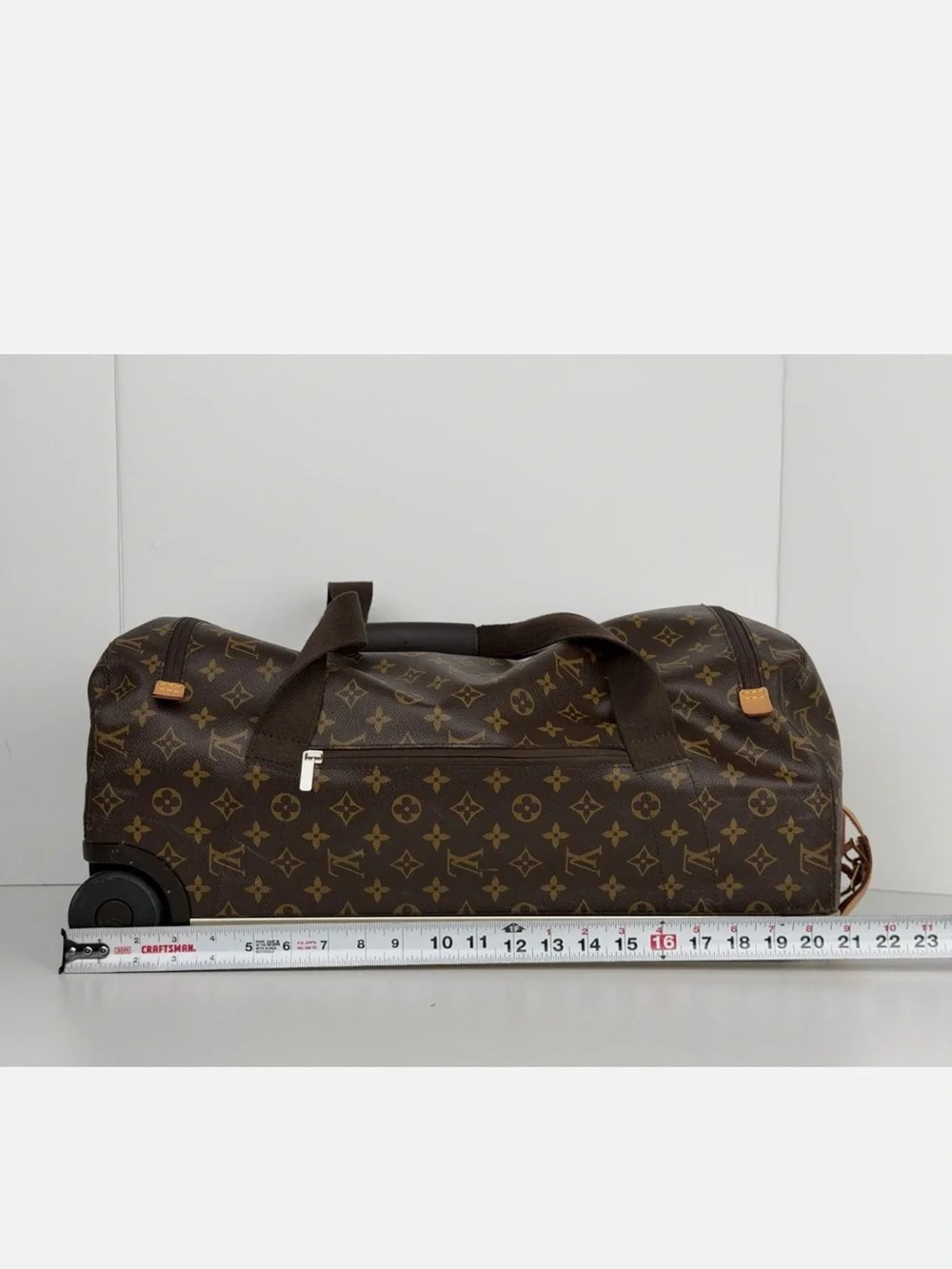 Louis Vuitton Monogram Rolling Travel Bag in Brown with Tan Trim